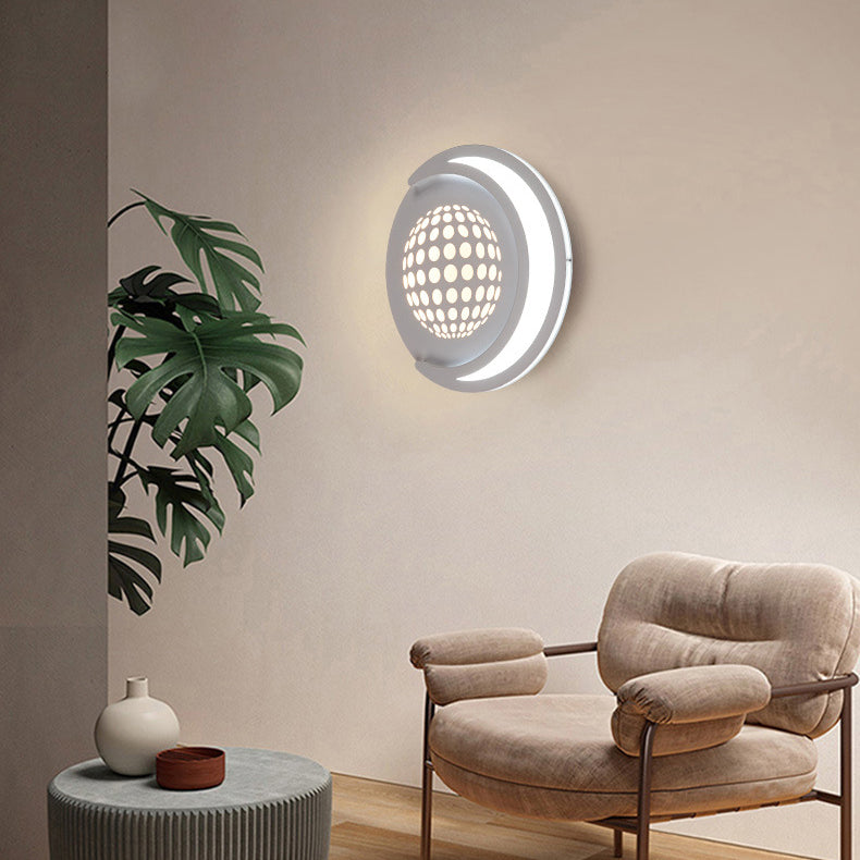 Planet Round Iron Aluminum Acrylic LED Wall Sconce Lamp