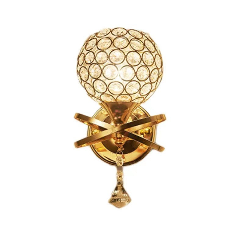 Creative Sphere Crystal Iron 1-Light Wall Sconce Lamp