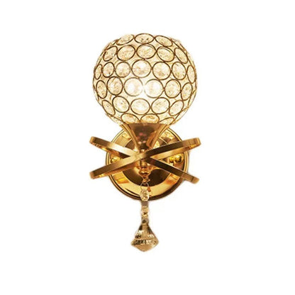 Creative Sphere Crystal Iron 1-Light Wall Sconce Lamp