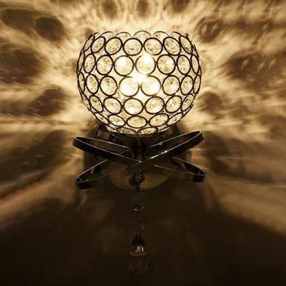 Creative Sphere Crystal Iron 1-Light Wall Sconce Lamp