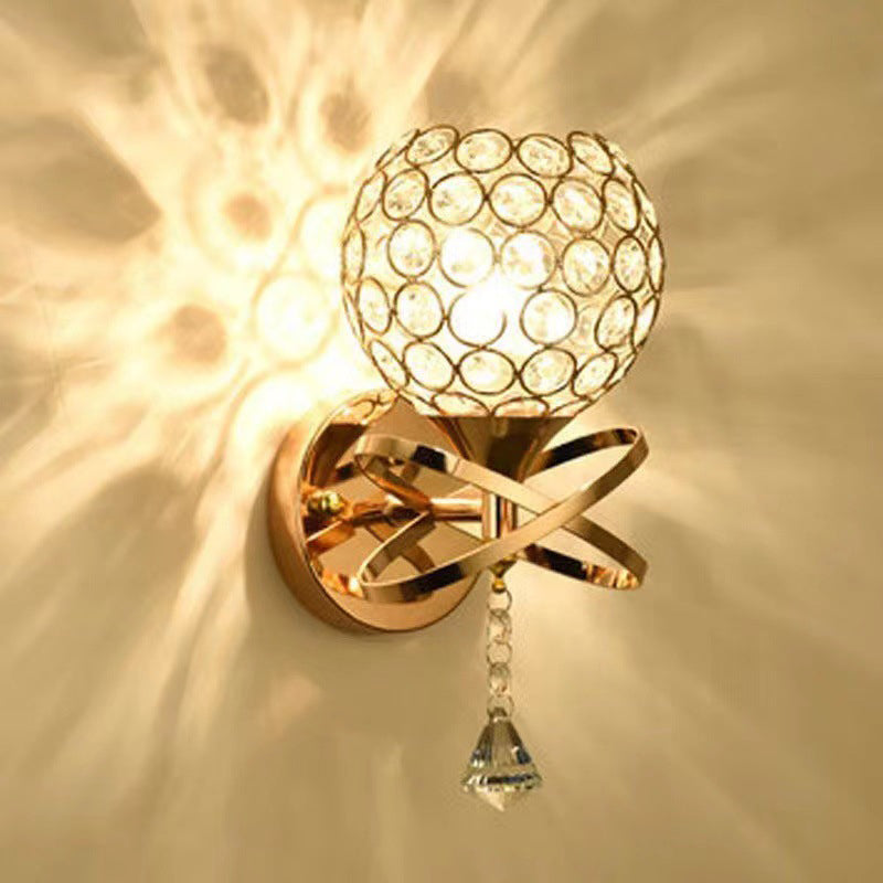 Creative Sphere Crystal Iron 1-Light Wall Sconce Lamp