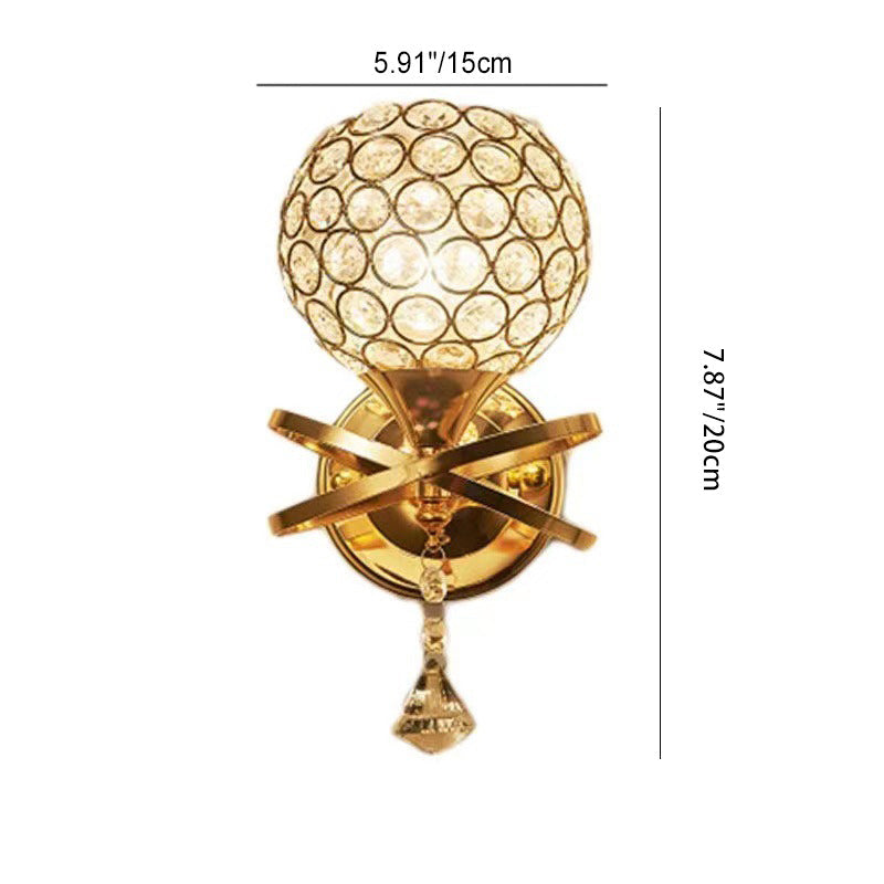 Creative Sphere Crystal Iron 1-Light Wall Sconce Lamp