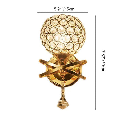 Creative Sphere Crystal Iron 1-Light Wall Sconce Lamp