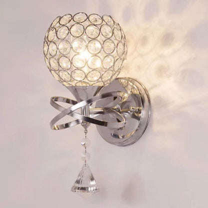 Creative Sphere Crystal Iron 1-Light Wall Sconce Lamp