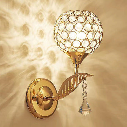 Creative Sphere Crystal Iron 1-Light Wall Sconce Lamp