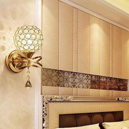 Creative Sphere Crystal Iron 1-Light Wall Sconce Lamp