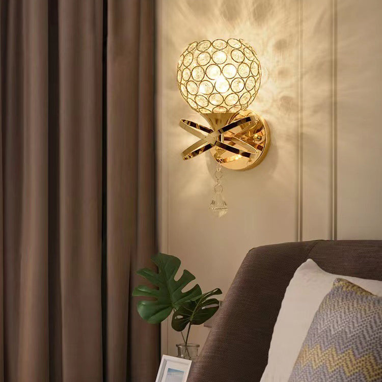 Creative Sphere Crystal Iron 1-Light Wall Sconce Lamp