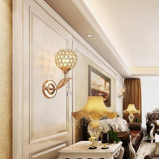 Creative Sphere Crystal Iron 1-Light Wall Sconce Lamp