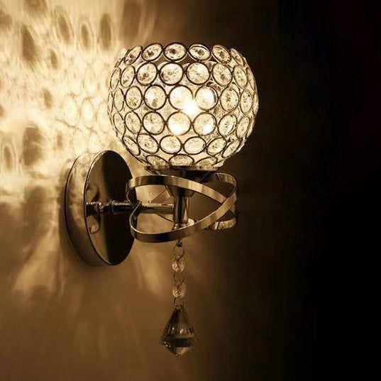 Creative Sphere Crystal Iron 1-Light Wall Sconce Lamp