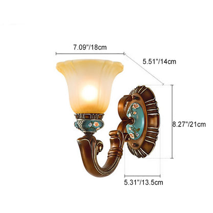 Flower Resin Iron Glass 1-Light Wall Sconce Lamp