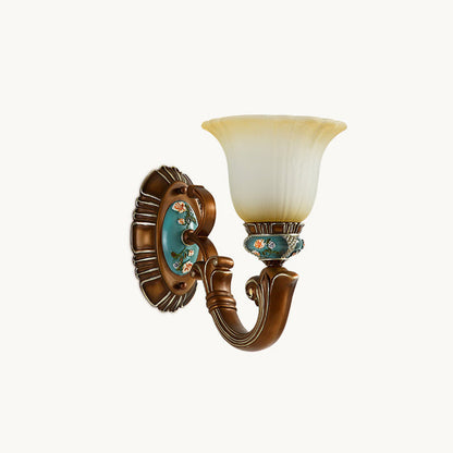 Flower Resin Iron Glass 1-Light Wall Sconce Lamp