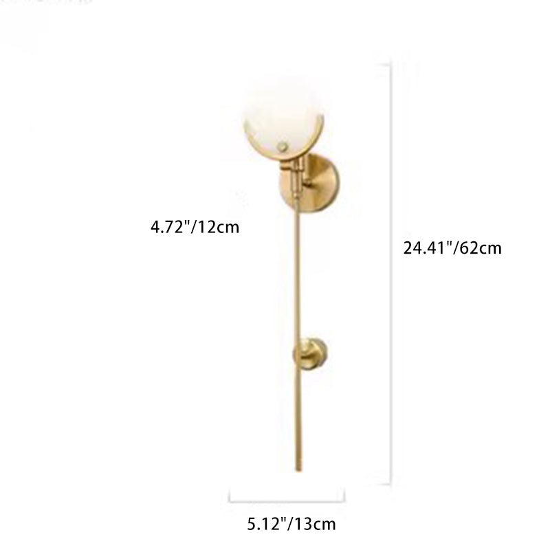 Scandinavian Round Copper Marble 1-Light Wall Sconce Lamp