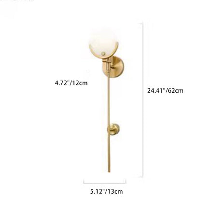 Scandinavian Round Copper Marble 1-Light Wall Sconce Lamp