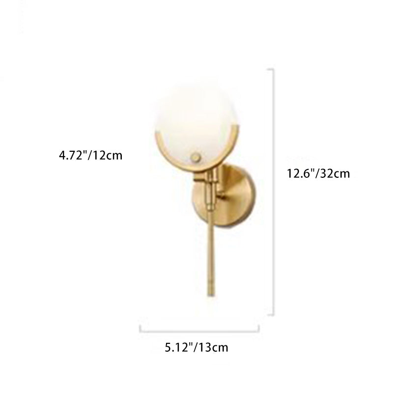 Scandinavian Round Copper Marble 1-Light Wall Sconce Lamp