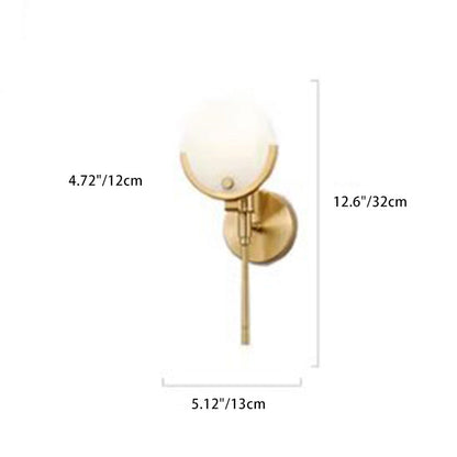 Scandinavian Round Copper Marble 1-Light Wall Sconce Lamp