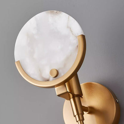 Scandinavian Round Copper Marble 1-Light Wall Sconce Lamp