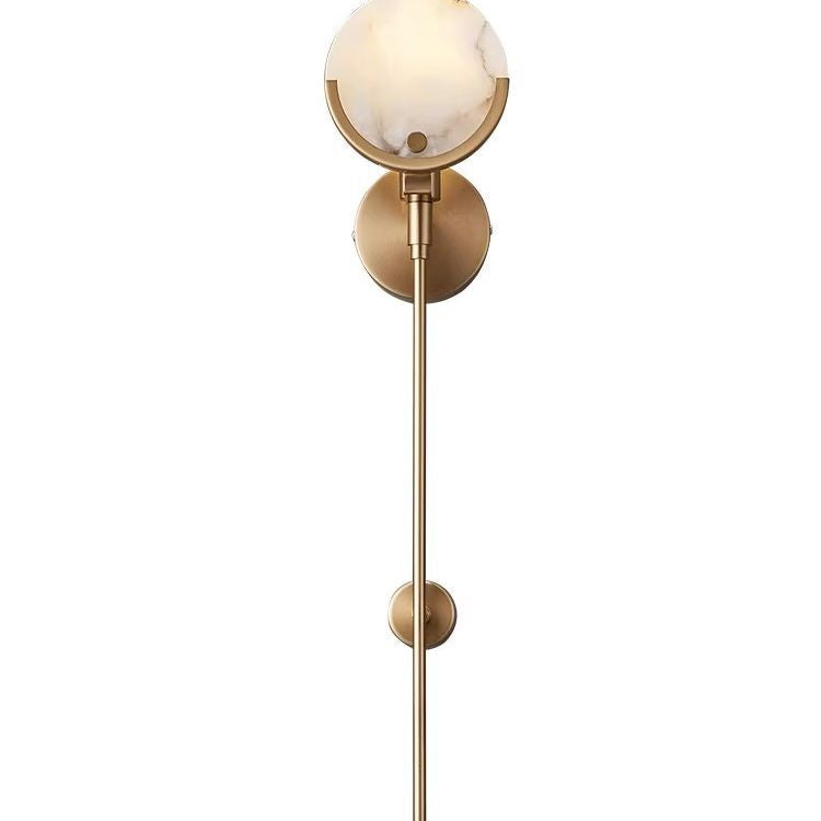 Scandinavian Round Copper Marble 1-Light Wall Sconce Lamp