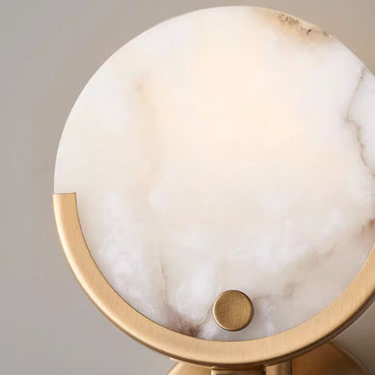 Scandinavian Round Copper Marble 1-Light Wall Sconce Lamp