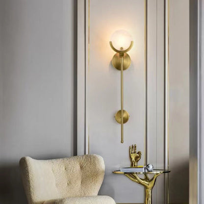 Scandinavian Round Copper Marble 1-Light Wall Sconce Lamp