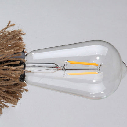 Rectangle Solid Wood Hemp Rope 1-Light Wall Sconce Lamp