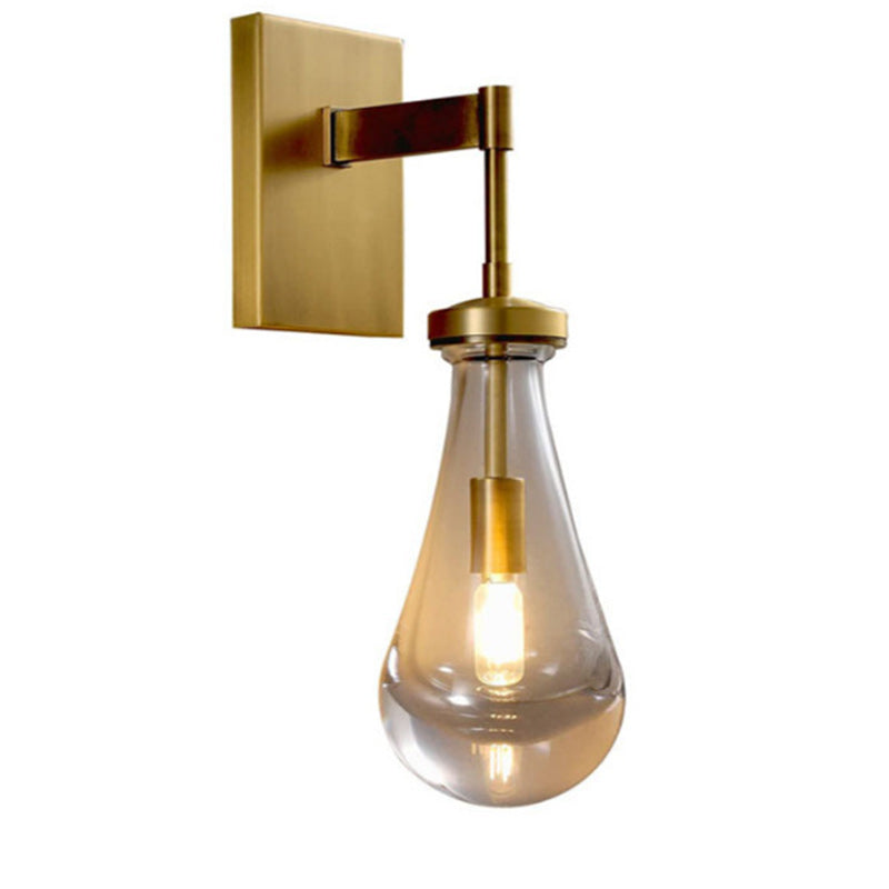 Water Drop Iron Crystal Glass 1-Light Wall Sconce Lamp