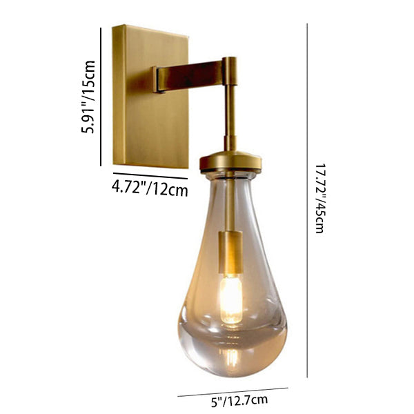 Water Drop Iron Crystal Glass 1-Light Wall Sconce Lamp