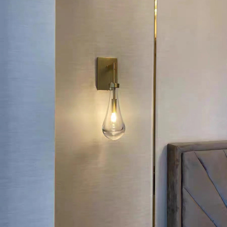 Water Drop Iron Crystal Glass 1-Light Wall Sconce Lamp