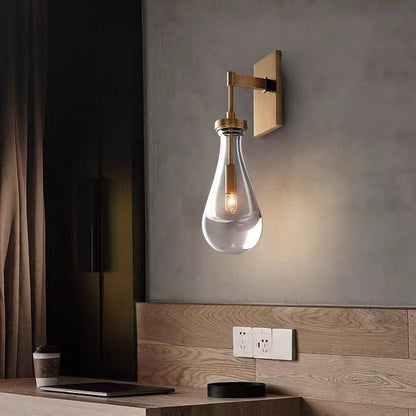 Water Drop Iron Crystal Glass 1-Light Wall Sconce Lamp
