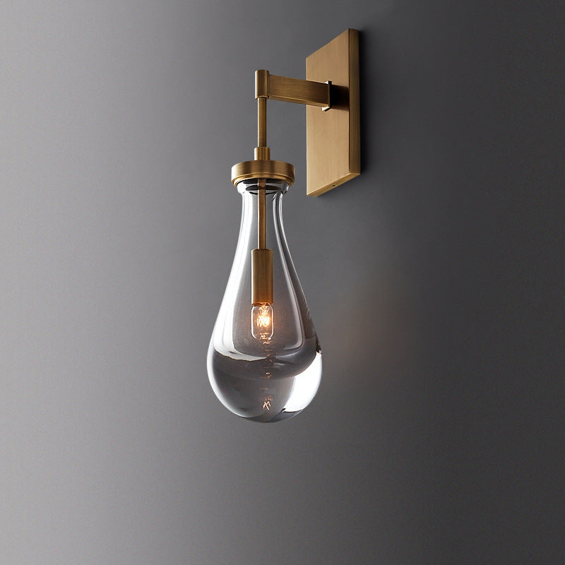 Water Drop Iron Crystal Glass 1-Light Wall Sconce Lamp