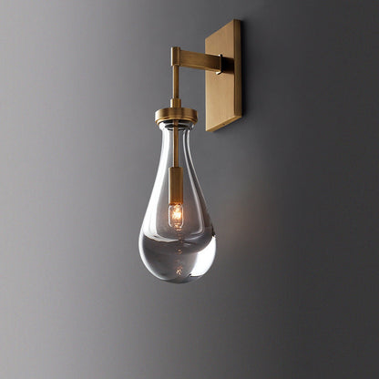 Water Drop Iron Crystal Glass 1-Light Wall Sconce Lamp