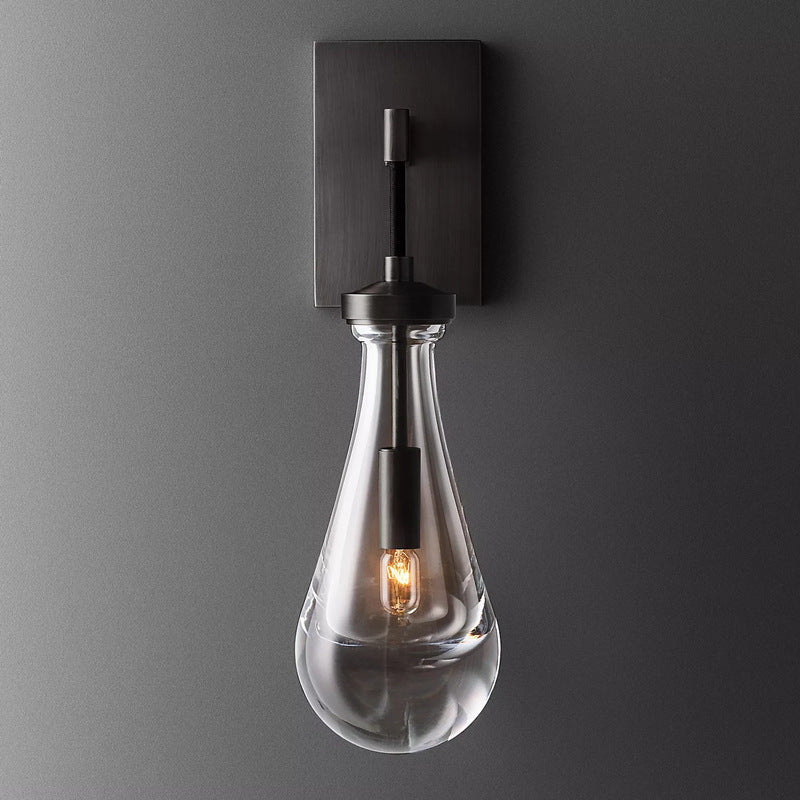 Water Drop Iron Crystal Glass 1-Light Wall Sconce Lamp
