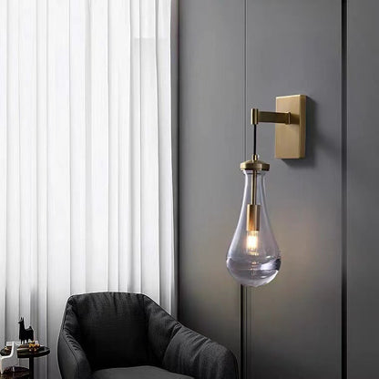 Water Drop Iron Crystal Glass 1-Light Wall Sconce Lamp