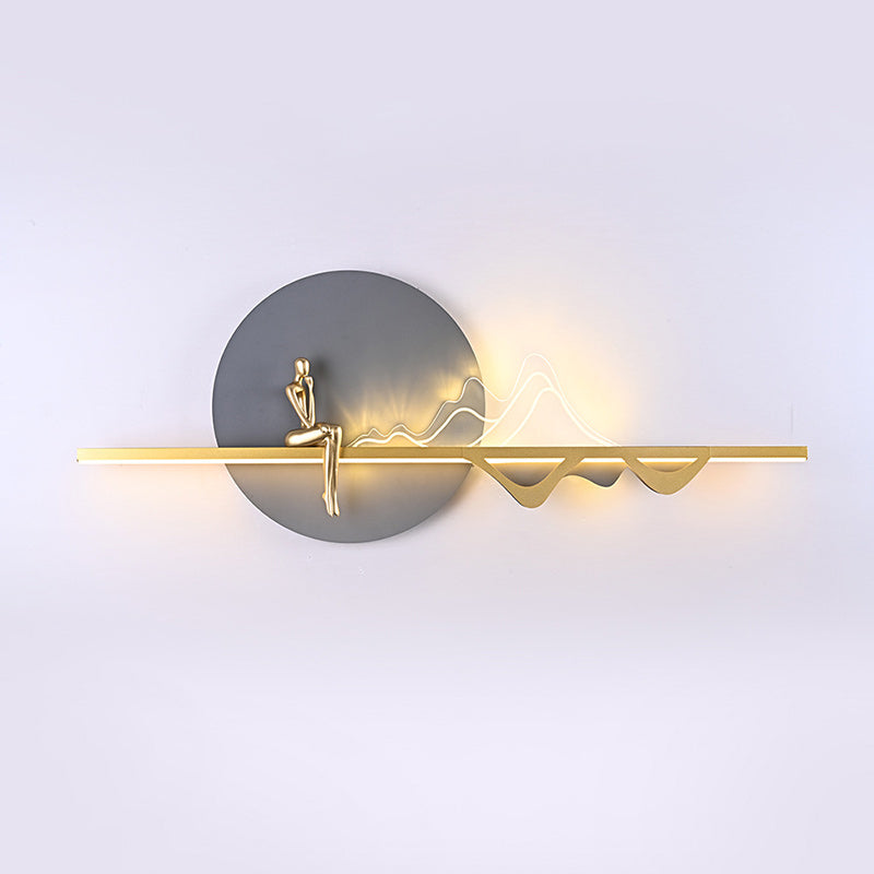 Round Iron Silicone Strip Acrylic LED Wall Sconce Lamp