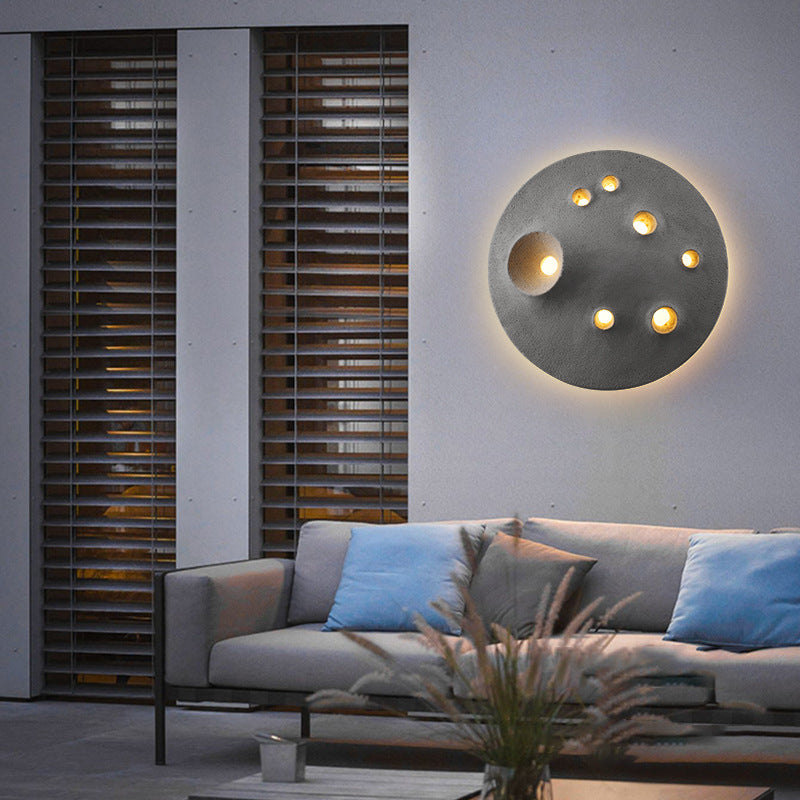 Creative Moon Round Concrete LED Wall Sconce Lamp