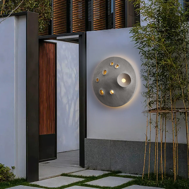 Creative Moon Round Concrete LED Wall Sconce Lamp