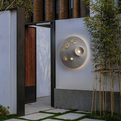 Creative Moon Round Concrete LED Wall Sconce Lamp