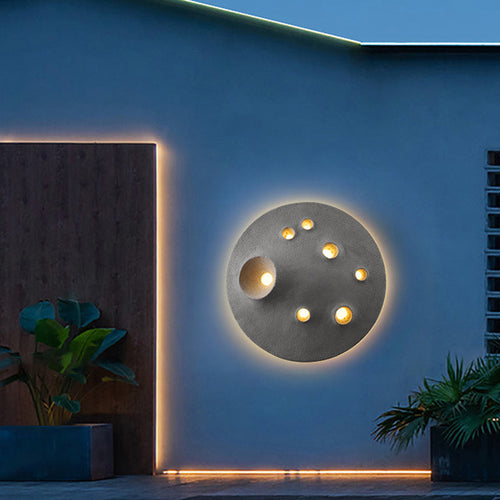 Creative Moon Round Concrete LED Wall Sconce Lamp