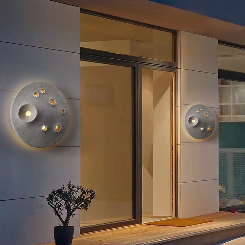 Creative Moon Round Concrete LED Wall Sconce Lamp