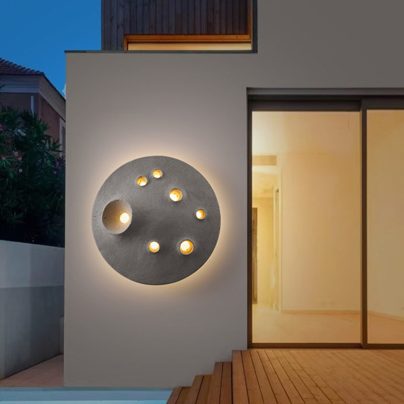 Creative Moon Round Concrete LED Wall Sconce Lamp
