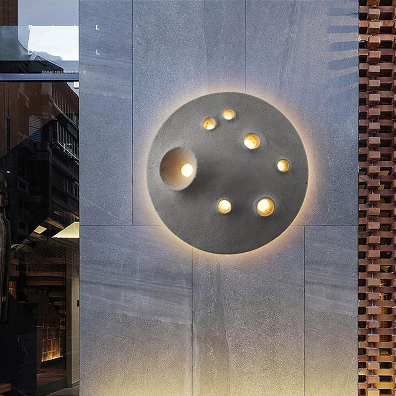 Creative Moon Round Concrete LED Wall Sconce Lamp