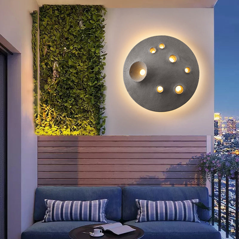 Creative Moon Round Concrete LED Wall Sconce Lamp