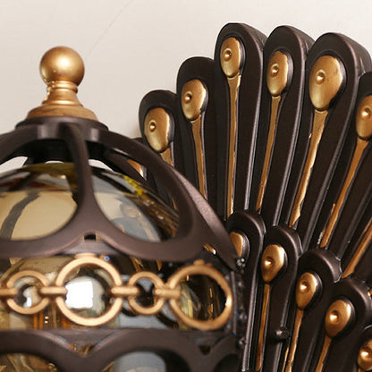 Peacock Aluminum Metal Glass 1-Light Wall Sconce Lamp