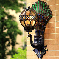 Peacock Aluminum Metal Glass 1-Light Wall Sconce Lamp
