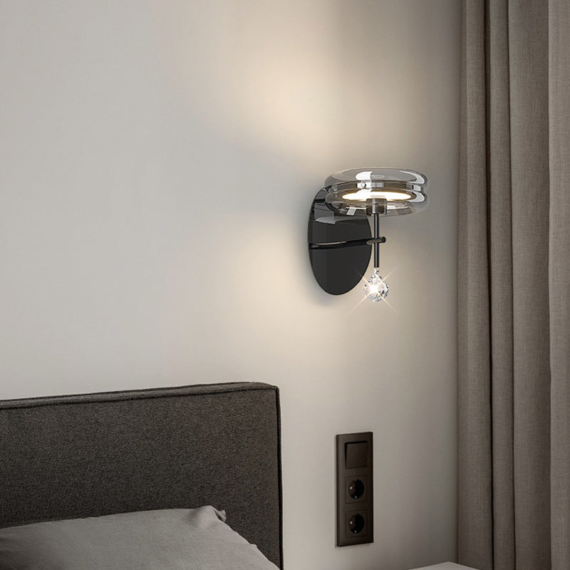 Minimalist Round Iron Aluminum Glass LED Wall Sconce Lamp