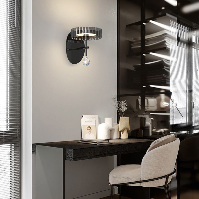 Minimalist Round Iron Aluminum Glass LED Wall Sconce Lamp