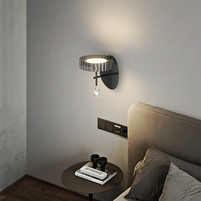 Minimalist Round Iron Aluminum Glass LED Wall Sconce Lamp