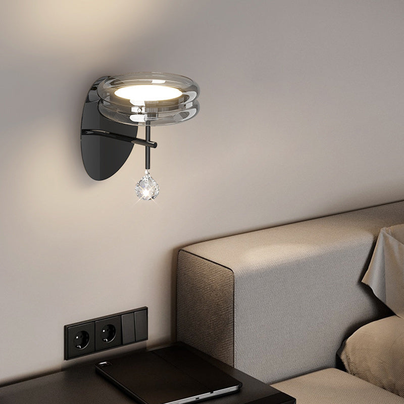 Minimalist Round Iron Aluminum Glass LED Wall Sconce Lamp