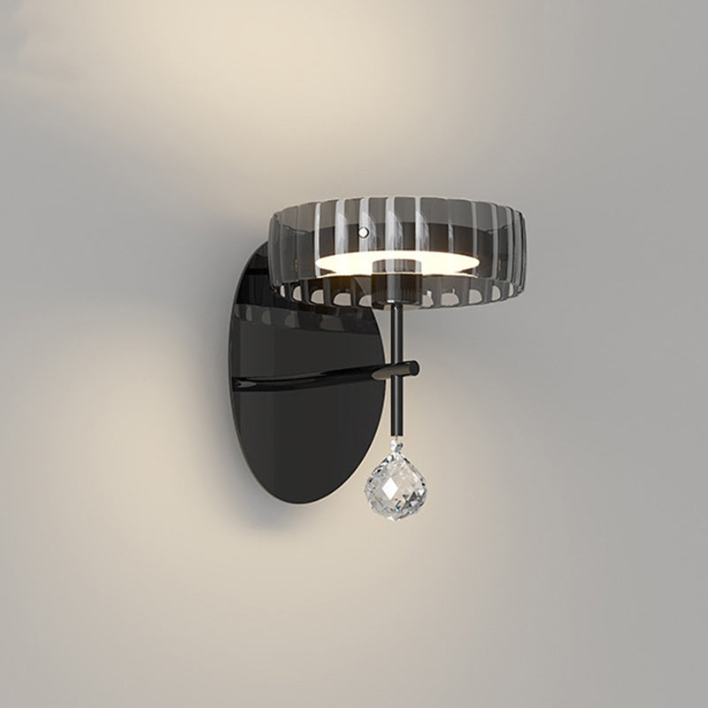 Minimalist Round Iron Aluminum Glass LED Wall Sconce Lamp