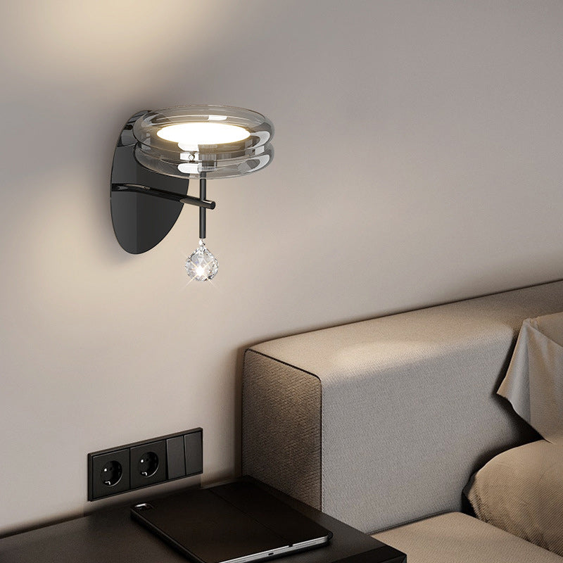 Minimalist Round Iron Aluminum Glass LED Wall Sconce Lamp