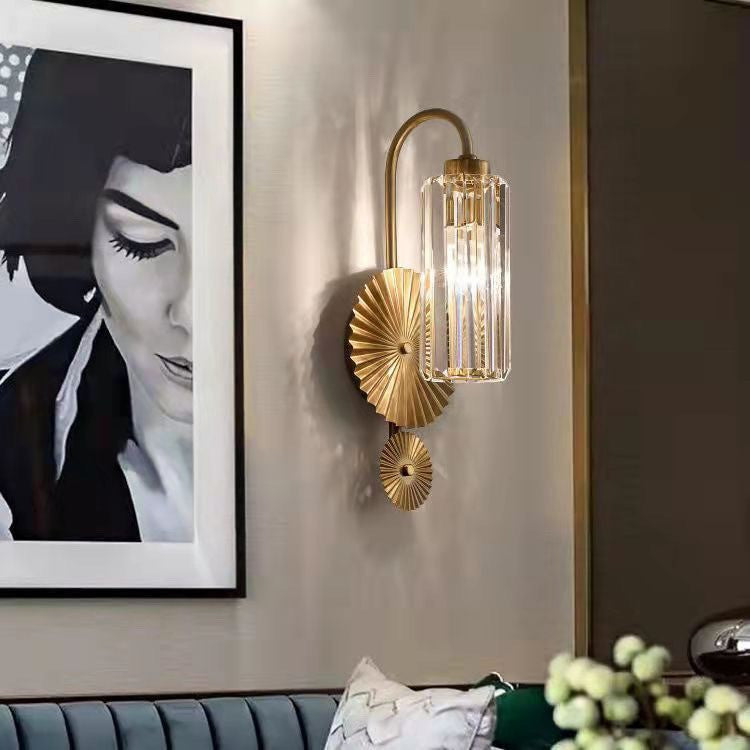 Luxury Cylinder Iron Crystal 1-Light Wall Sconce Lamp
